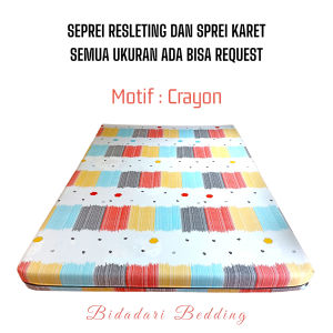 Seprai Karet dan Sarung Busa Resleting Ukuran Lengkap Bahan Katun disperse anti Luntur.