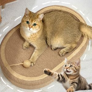 Oval Shape Scratch Pad 2in1 Cat Scratcher Board Grinding Claw Toys Sisal Weaving Wear-resistant Cat Rest Nest Bed Pet Sleep Ma