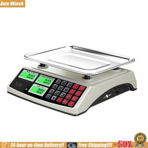 [Auto Vktech] 40kg/1g Price Computing Scale with Stainless Steel Plate Commercial Price Scale Rechargeable Food Produce Scale for Farmers Market Meat Shop