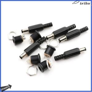 【jianzhanqinl】 10 Pcs 5.5mm x 2.1mm Male DC Power Plug Connector Screw Lock Female Panel Socket
