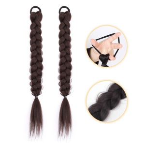 Fluffy Double Tail Braid Wig Simulation Cute Funny Hair Extension Side Bun Braided Fake Hair for Women Girls Party Cosplay Natural Sweet Braided Wig Double Tail Fashionable Spicy Girl Boxing Debate Simulation Hair Chinese New Style Gentle Wind