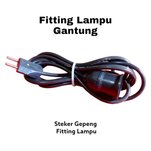 Fitting Lampu Gantung + Kabel Hitam 3 Meter + Steker