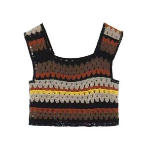 Bohemian Knit Vest Crop Top Rajut Bali Summer Wear Tanktop Rajut Bali Tank Top Wanita Fashion