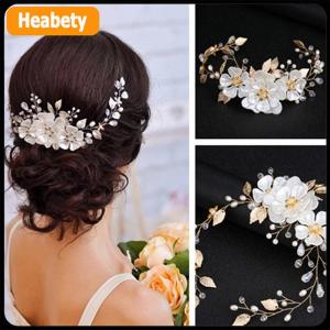 【2-3 days delivery】 Women bridal white flower rhinestone pearl hair clip wedding hair accessories