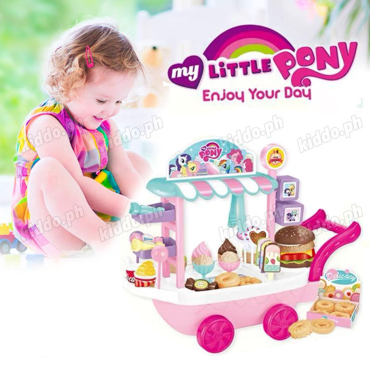 Ice Cream Party Dessert Store Push Cart Toy Cartoon Children Play