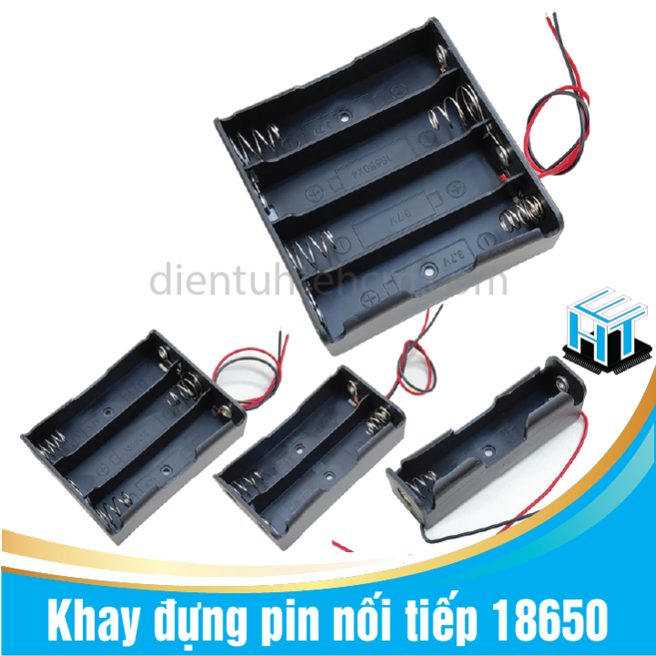 Khay đựng pin nối tiếp 18650 hàn sẵn dây điện - 1 cell / 2 cell / 3 ...