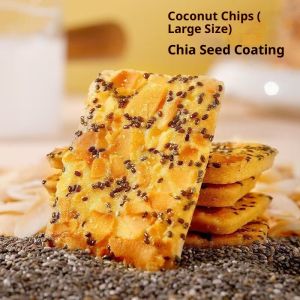 Chia Seeds Biscuits (No Additives) - Red Date Yam & Coconut Flavors Crispy Nutty Cookies with Rich Coconut Aroma Mocha Flavored Dry Cookies