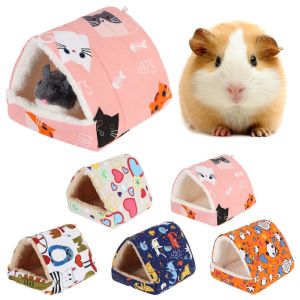 ZHUAFENGXI Fashion Rabbit Squirrel Mini Cage Comfortable Semi-closed Guinea Pig Nest Warm Mat Small Animal Sleeping Bed Hamster House