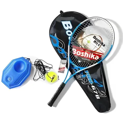 Tennis Training Equipment Tennis Beginners Introduction Carbon Fiber Tennis Racket Outdoor Sports Training Lightweight Comfortable Automatic Rebound Free Ball Bag
