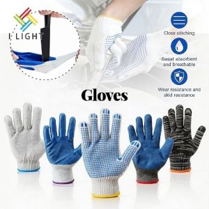 (Fast&COD)(1Pair)Work Safety Gloves Thickened Cotton White/Black/Blue Dot/Rubber White/Rubber Grey