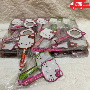 ( isi 50 pcs ) souvenir pernikahan cermin karakter hello kitty kemas plastik
