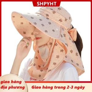 [COD] SHPYHT Giao hàng địa phương Nữ mùa hè Sun hat UV bảo vệ đi xe đạp lớn vành hat với cổ Flap khăn choàng mũ ngoài trời bảo vệ có thể tháo rời mặt lưới thoáng khí cap