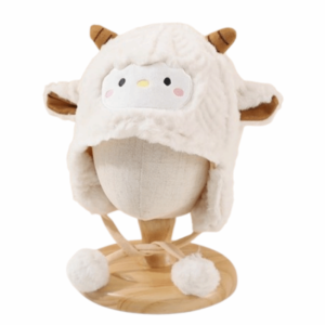 SUN ME Soft Toddlers Sheep Plush Hat Thickened Kawaii Cartoon Beanie Caps Winter Beanie Hat Ear Protection Baby Warm Caps Winter Season