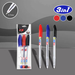 FCI Ballpen 3 Colors In Set Ballpen 3in1 Black Red Blue Writing ballpen 0.7mm Ballpen Tool For School Office Supplies