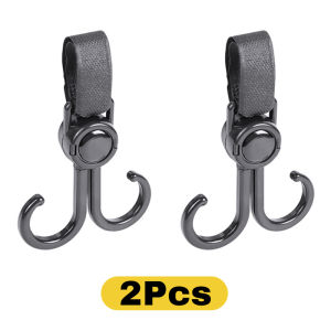 Hamshmoc 2 Pieces Baby Stroller Hook Hanging Bag 360 Degree Rotation Toddler Pram Hook Universal For Baby Carriage Bag Hanger Stroller Accessories Travel Essentials