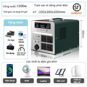 Trạm sạc tích điện di động 1200W Trạm tích điện sạc dự phòng dung lương cao Máy phát điện di động cho tivi tủ lạnh