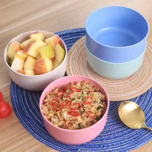 Golden ปลอดภัยไม่มีสารพิษ วัสดุธรรมชาติ ชามข้าวเด็กข้าว สาลีทรงกลม Round plastic bowl