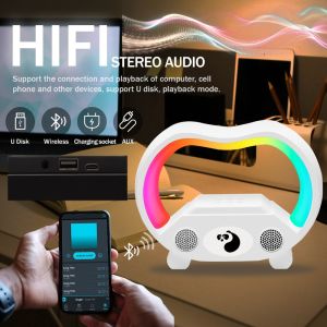 NONA Trạm Sạc nhanh Sạc không dây đa năng Loa Bluetooth Đèn thông minh Loa đứng với ban đêm RGB Sáng Tạo Đồng hồ báo thức Đèn ngủ và đồng hồ Dành cho điện thoại