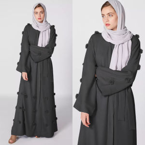 M257# Middle East Cardigan abaya Robe Three-Dimensional Flower Muslim Long Dress Independent Station Cross-Border Hot Womens Clothing