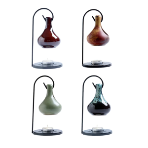 Iron Hook Hanging Water Drop Ceramics Essential Oil Burners Diffuser Tealight Holder for Home Decors Relaxation