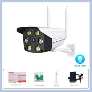 V380 Pro Outdoor HD 1080P CCTV Camera two-way audio With Audio and Speaker Full Color Night Vision Security Alarm Auto tracking IP66 Waterproof