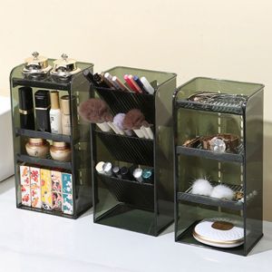 BEBA Vertical Makeup Shelf Transparent Large Capacity Clear Makeup Organizer Multifunctional Brush Holder Jewelry Display Stand Bathroom Organizer