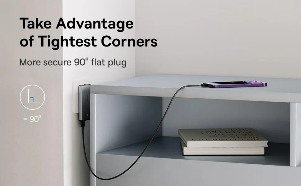 Charger correctly plugged into a narrow space