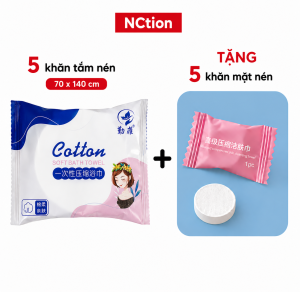 COMBO 5 Gói Khăn Tắm Nén Du Lịch Loại Lớn 70x140cm Khăn Nén Cotton Dùng Một Lần Thấm Hút Nước Nhanh Tiện Lợi