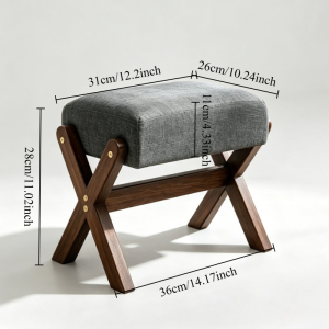Wooden Entrance Shoe Changing Stool Soft Bag Small Stool Living Room Footstool