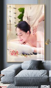Tranh Spa Đông Y Gội Đầu dưỡng sinh cổ vai gáy - Tranh Treo Tường TP Decor chất liệu tráng gương