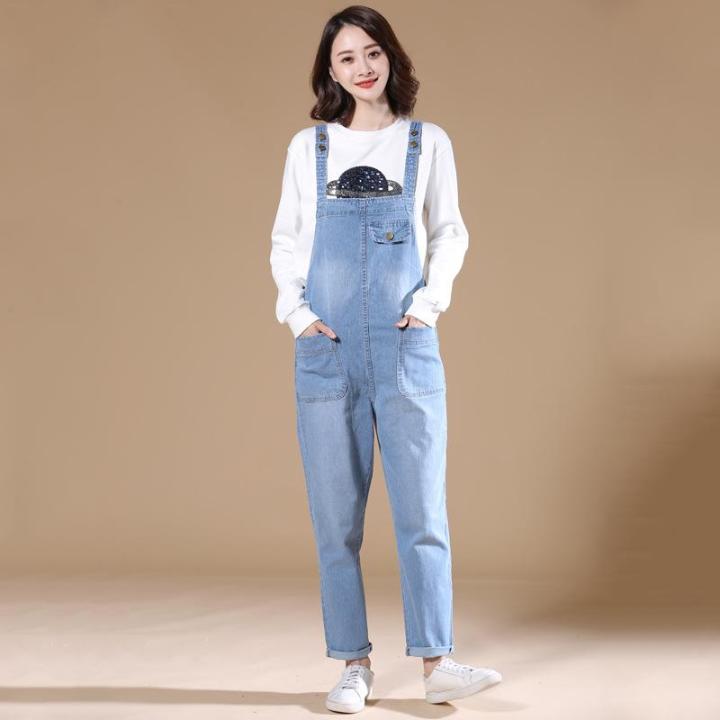 S-8XL Women Denim Jumpsuit Ladies Loose Jeans Rompers Female