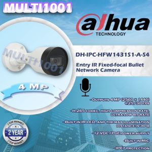 IP CAMERA 4MP BUILT-IN MIC DAHUA HFW1431S1-A-S4 GARANSI RESMI