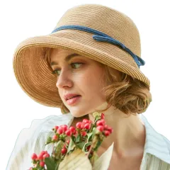 Regency Bonnets Hats Women Party Sun Hats Bow Beach Cap Big Wide Brim  Cloche Hat Fedora Chapeau Femme : : Fashion