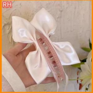 🔥🔥🔥ranghe Phụ nữ nơ ruy băng tóc vuốt chuối Clip màu rắn thanh lịch hàng ngày Headband đuôi sửa chữa phụ kiện tóc