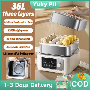 Intelligent Three-layer Electric Steamer 36L Large Capacity  Household Multi-function Timing 3-layer Steamer Food Steamer Household Hot Pot Business High-capacity Steamer