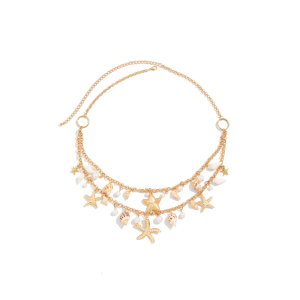 Womens Sea Star and Faux Pearls Waist Chain for Beach Outfits and Casual Wear Summer Beach Bikini Body