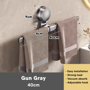 [3 Sizes] Encora Rak Penyangkut Tuala Suction Cup Towel Bar Punch Free Towel Hanging Storage Rack Rak Tuala Dapur 毛巾杆