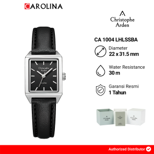 Jam Tangan Wanita Christophe Arden CA 1004 LHLSSBA Black Dial Black Leather Strap