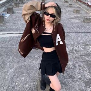 PUZZLE A CHOCK BROWNIE VARSITY BASEBALL OVERSIZE / BOMBER JAKET BISBOL KOREA STYLE