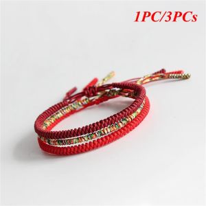 CHUN053634 1PC/3PCs Lucky Adjustable Weave Buddhist Knots Bracelet Red Rope Weave Bangle Tibetan