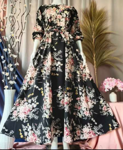 Baju gamis monalisa motif bunga sakura terbaru