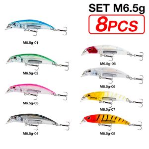 8Pcs Lure For Fishing 6.5cm/6.5g Minnow Sinking Water Long Throw Fishing Gear Hard Bait Minnow
