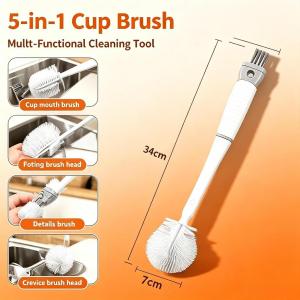 5 in 1 Cup Cleaning Brush Set Multifunctional Bottle Cleaner Long Handle Tumbler Kitchen Pang-linis