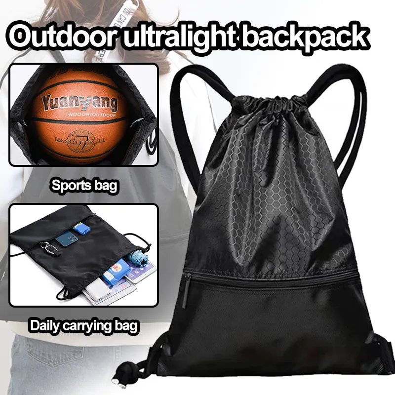 Cheap 1Pcs Sports Drawstring Strap Pocket Backpack Large Capacity Sports  Football Basketball Bag Drawstring Closure Design