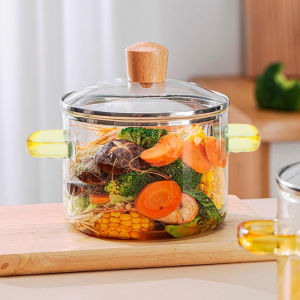 1.6L Borosilicate Glass Pot Clear Safe Noodle Cooking Pot Heat Resistant Serving Soup Bowl