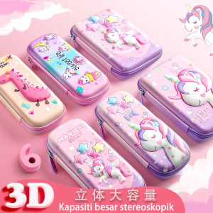 Kotak pensel kartun unicorn comel kotak alat tulis gadis pensel berwarna pelajar bekas pensil peralatan sekolah gadis sekolah rendah pelbagai fungsi dua lapisan bekas pensil kanak-kanak berkapasiti besar