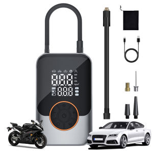 Wireless Rechargeable Tire Pump with Nozzle Portable Air Compressor for Cars and Motorcycles Digital Display and Fast Inflation