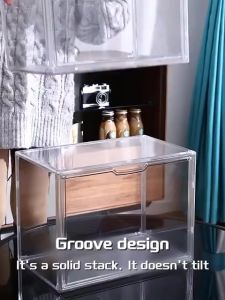 Bag Organiser Transparent Bag Storage Box Magnetic Stackable Storage Cabinet
