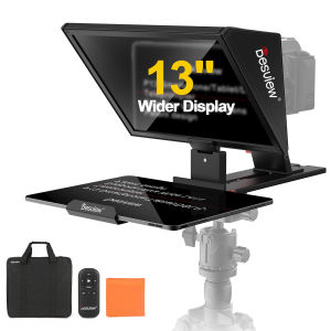 Desview P13 Teleprompter 13 Inch Aluminum Alloy with High Definition Glass Compatible with iPad Tablet Phone DSLR Portable No-Assembly Design for Video Recording