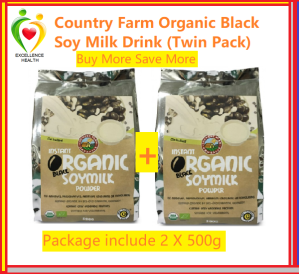 Country Farm Organic Black Soymilk Powder 2 packs X 500g (twin pack) Certified Organic soya black soy milk powder less sweet breakfast drink black soy bean powder